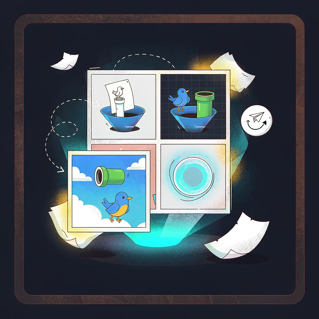 Illustration for the news story: Bluesky’s Attie AI now builds shareable games and apps from a prompt