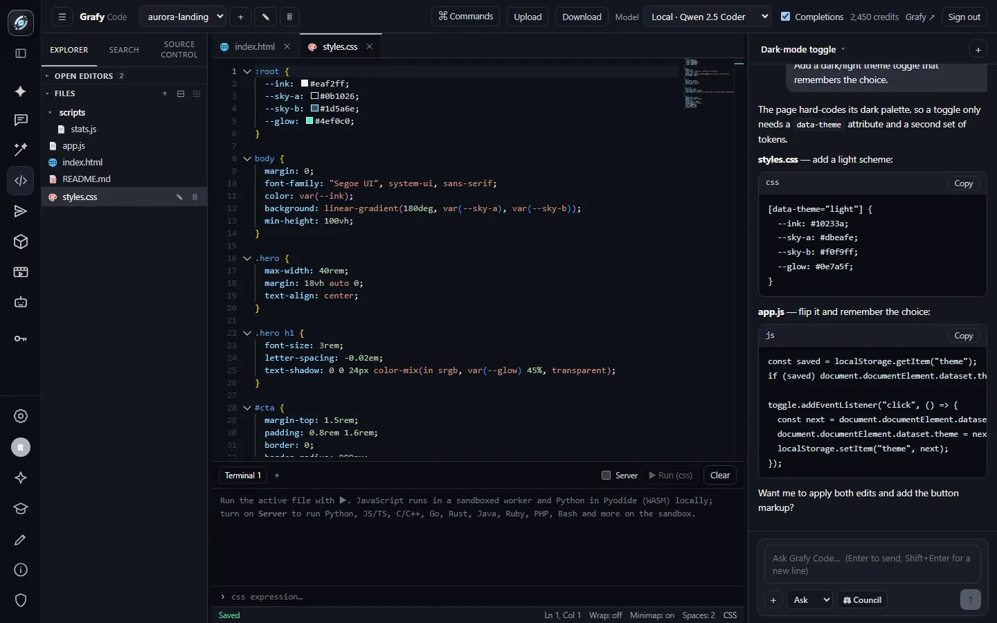 The assistant proposing code changes