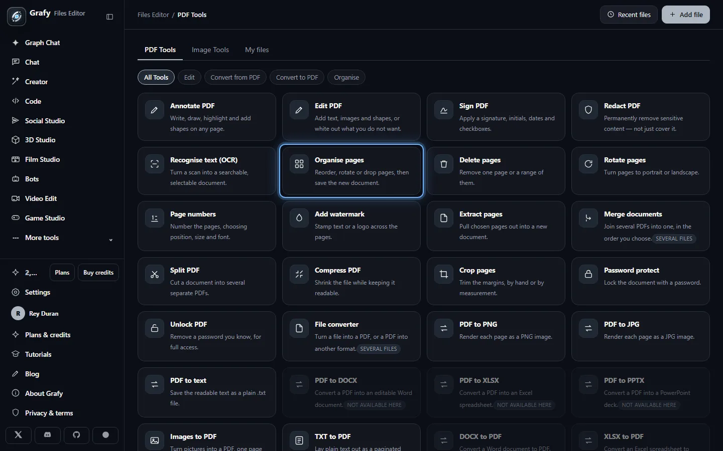 The Files Editor tool grid