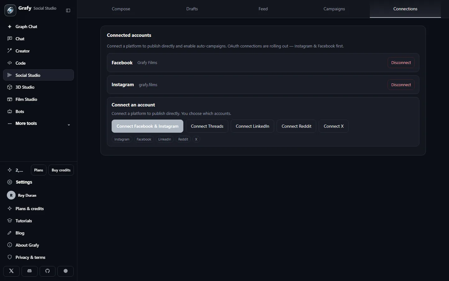 The connections tab