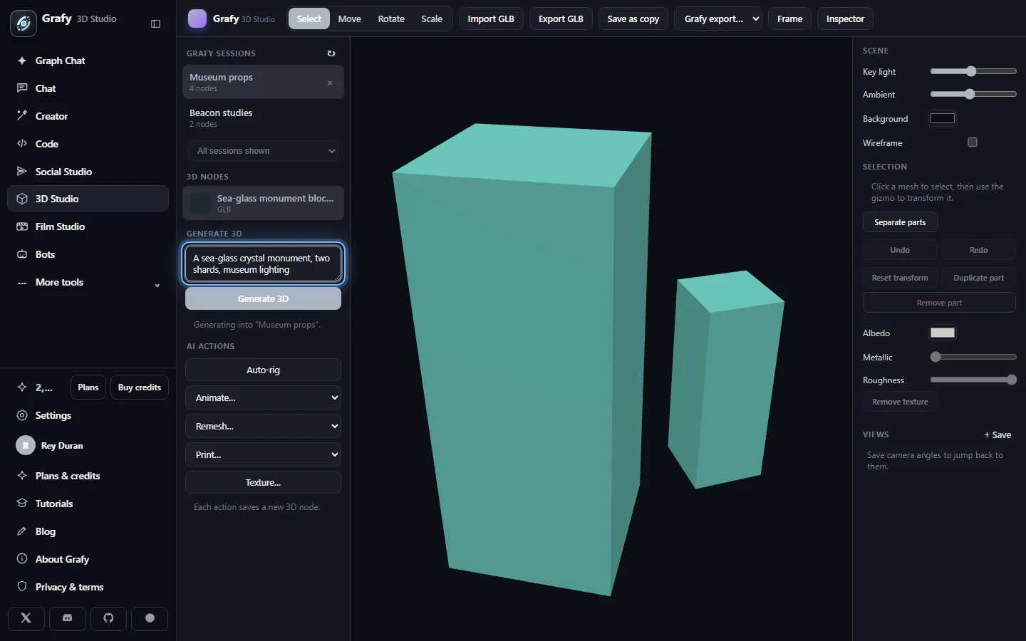 The Generate 3D prompt box