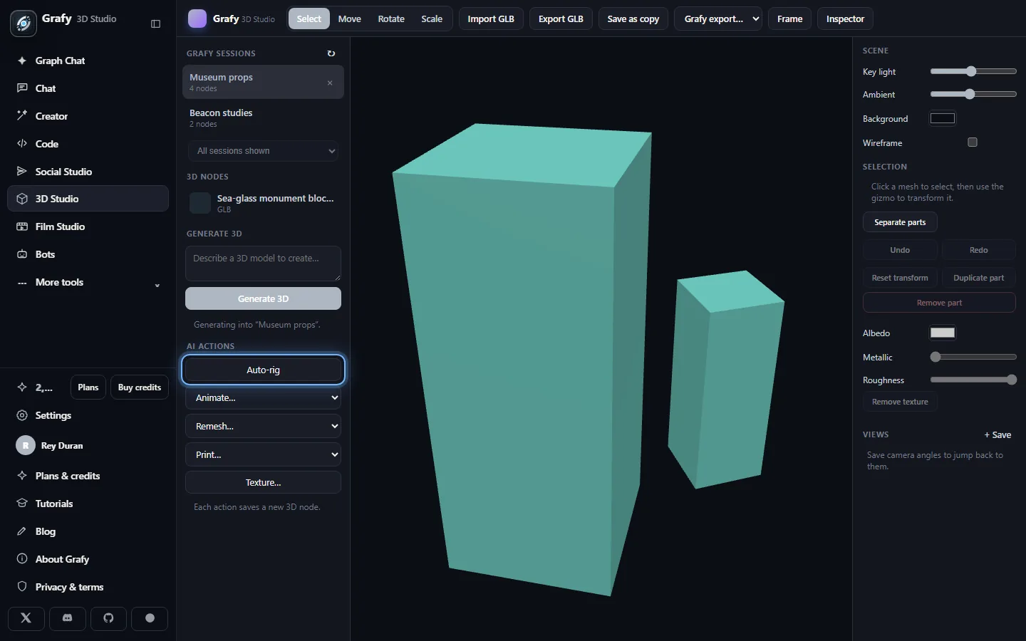 The AI actions stack beside the viewport